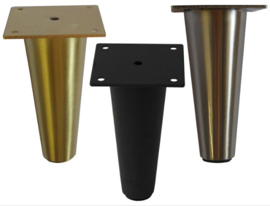 Black Tapered Metal Leg, 6-1/4"H, Heavy Duty 578-621FB