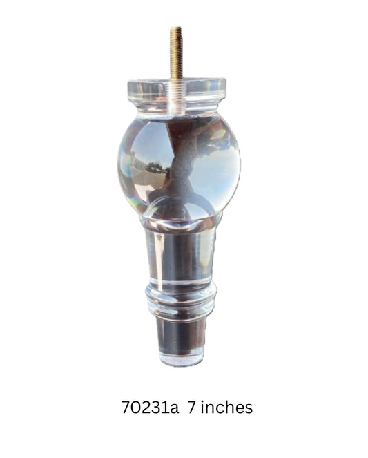 Turned Large Acrylic Furniture Sofa, Couch, Vanity, Cabinet Leg, 7"H, LT70231A