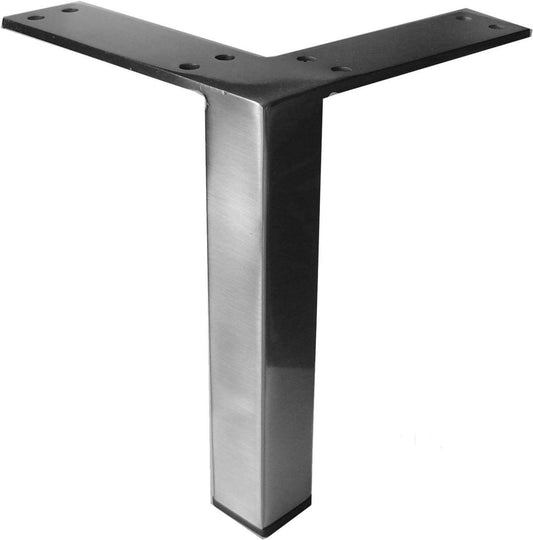 Straight Square Metal Furniture Leg, Sofa or Cabinet Foot, Brushed Satin finish, 6" 801-6p