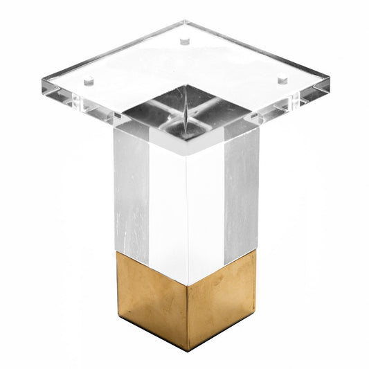 REFURBISHED Acrylic Lucite Crystal Furniture Legs Large 4"H Square Furniture Legs with Gold Cap, 902-4AG Set of 4