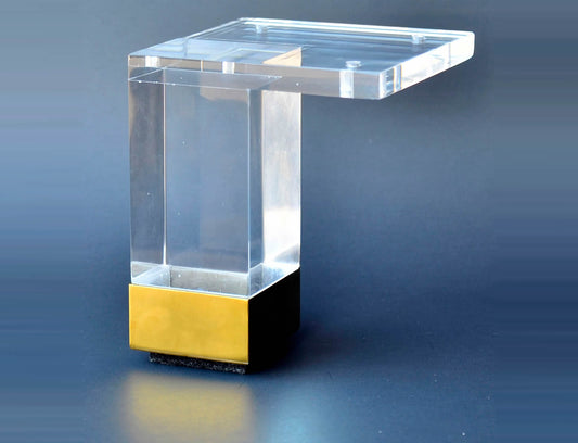 Acrylic Lucite Crystal Furniture Legs Large 5"H Square Furniture Legs with Gold Cap, 902-5AG