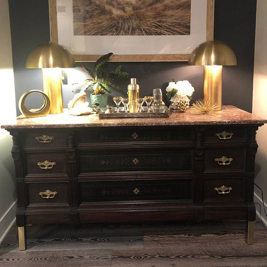 New L-Top Square Leg Brushed Gold Sofa Cabinet Vanity Feet 801-75-6bg 6"H