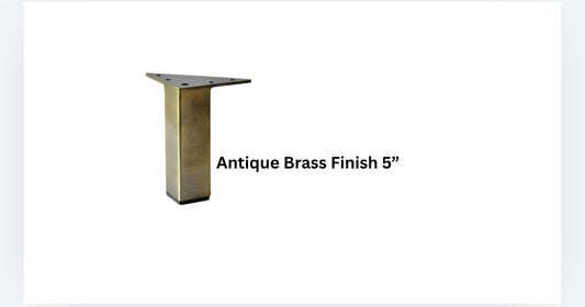 Square Metal Furniture Leg, Antique Brass Finish, 5 "H, 902-5nb
