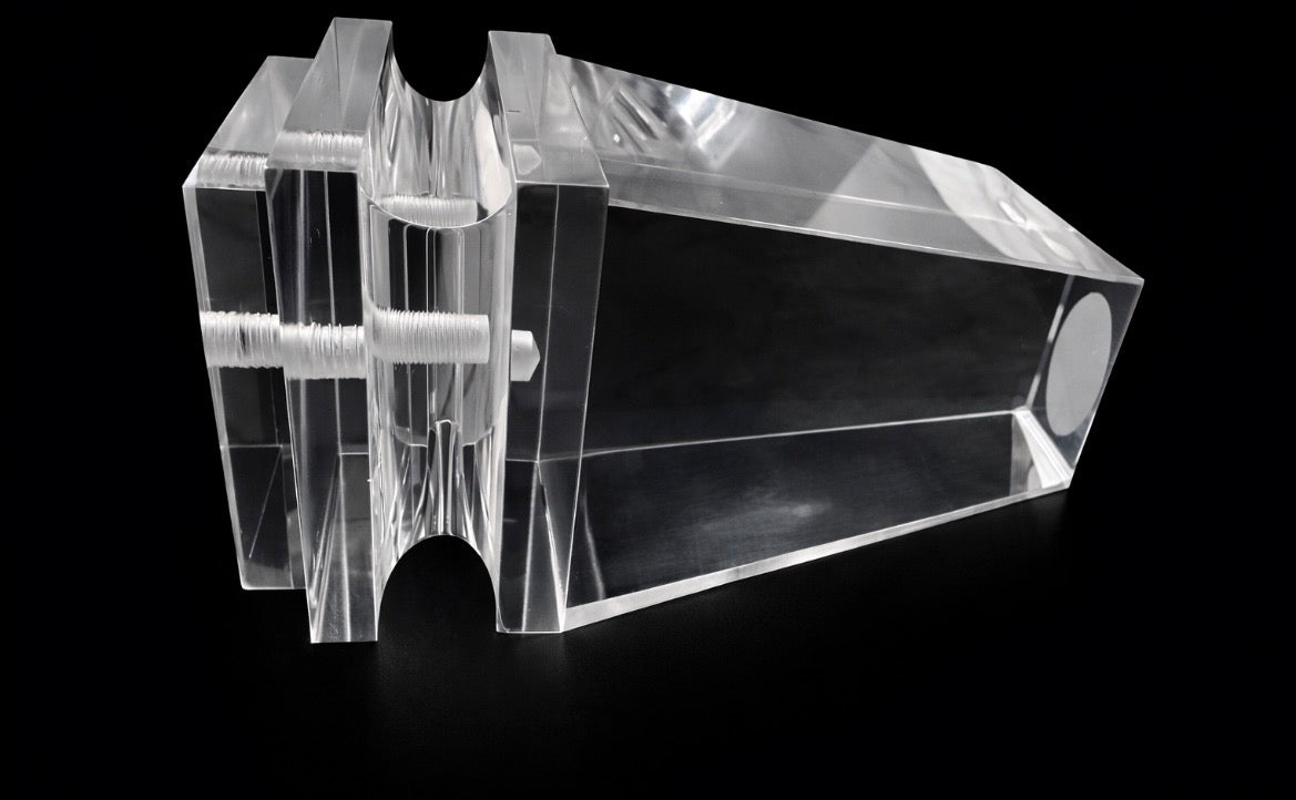 Acrylic Lucite Crystal Furniture Legs for Sofa, Cabinet, Vanity, ET Center, 5" Carved Pyramid, 4pc, Modern, Stylish & Unique 5026A