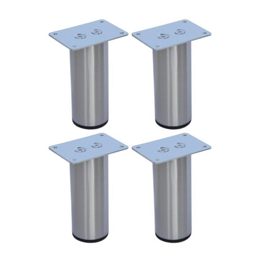Metal Furniture Cylinder Legs 4" Round Brush Satin Nickel Sofa Cabinet Vanity DIY Feet