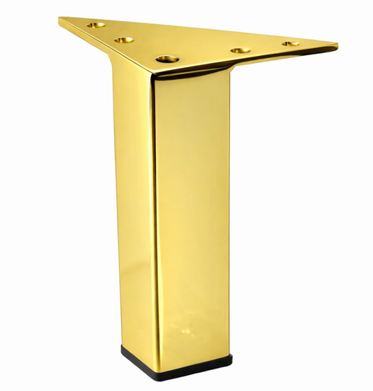 Gold Square Metal Furniture Leg, Polished Brass Finish, 5 "H, 902-5g