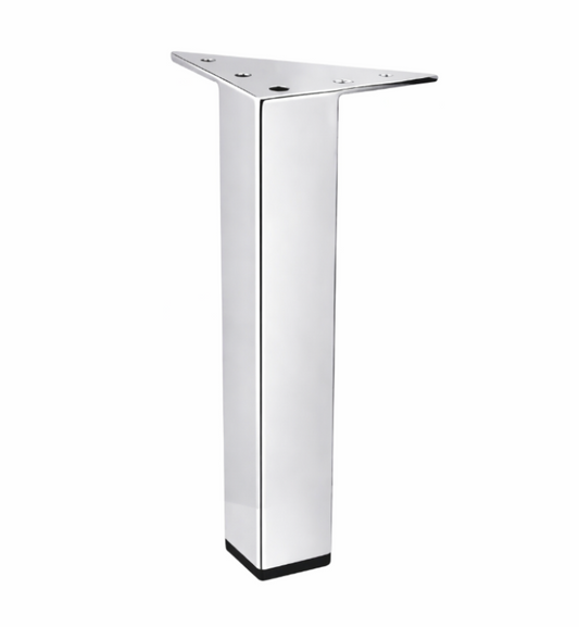 10" Chrome Square Metal Furniture Legs for Cabinet, Sofa, Couch and Vanity – Set of 4 Heavy Duty Modern Legs (Model 902-10)