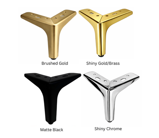 6" Shiny Brass/Gold Furniture Leg, Sofa Leg, Italian Style Square Metal Cabinet Leg Couch Foot