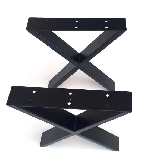 16" Heavy Duty Black Metal X Table Legs – Modern Industrial Coffee Table Legs, Steel Furniture Legs (Set of 2)