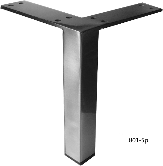 Metal Furniture Legs, Metal Foot,5"H, Satin Nickel Square Leg  801-5p