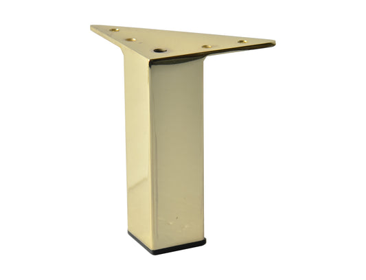 Gold Square Metal Furniture Leg, Polished Brass Finish, 5 "H, 902-5g