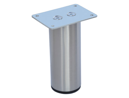 Metal Furniture Cylinder Legs 5" Round Brush Satin Nickel Sofa Cabinet Vanity DIY Feet 4 PC Set