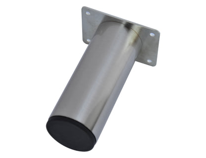 Metal Furniture Cylinder Legs 5" Round Brush Satin Nickel Sofa Cabinet Vanity DIY Feet 4 PC Set