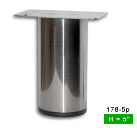 Metal Furniture Cylinder Legs 5" Round Brush Satin Nickel Sofa Cabinet Vanity DIY Feet 4 PC Set