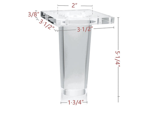 Tapered Acrylic Leg 5"H, 578A 4pcs set