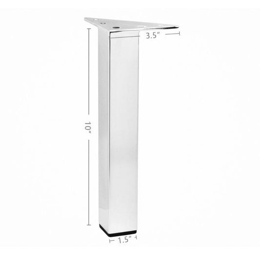 Chrome Metal Furniture Legs square Cabinet Sofa Couch Vanity Legs, 10 Inch H, 902-10, 4 pc