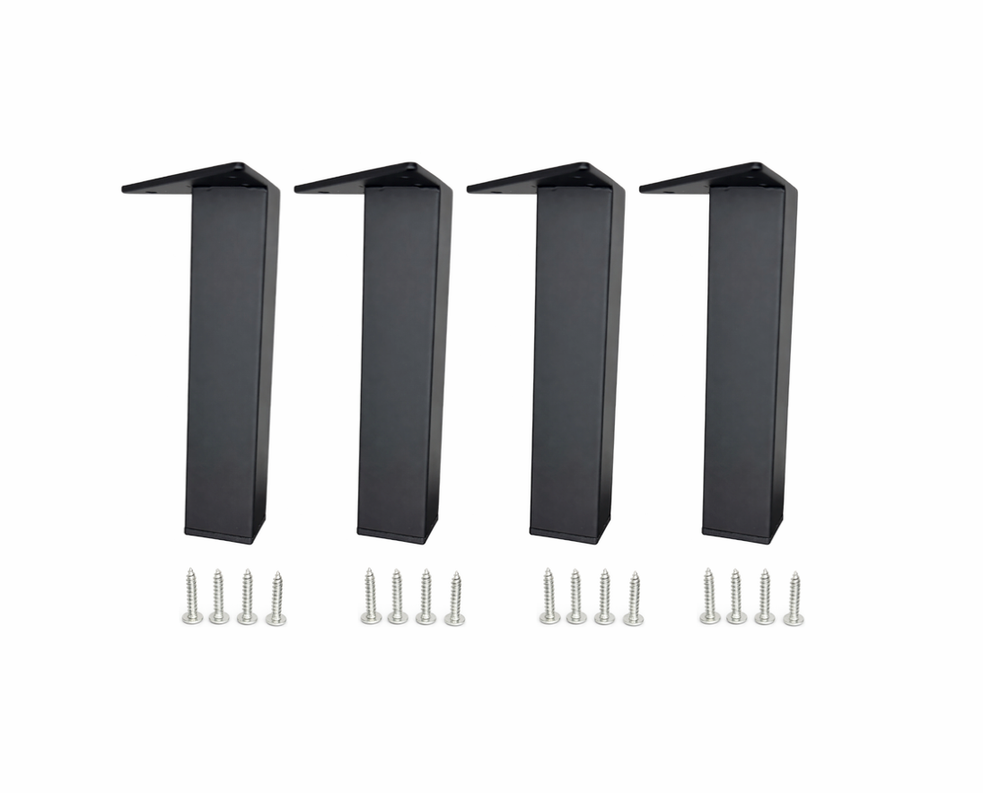 Metal Furniture Legs, Metal Foot, 7"H, Matte Black Finish Square Furniture leg 902-7b