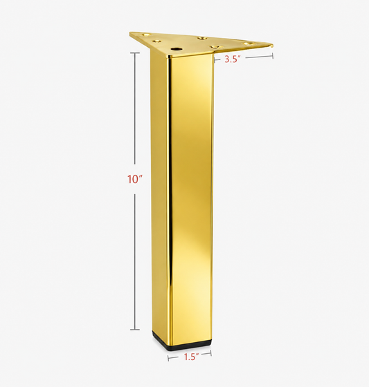 Metal Furniture Leg Sofa Cabinet Bench Leg, 10"H, Gold Finish 902-10g
