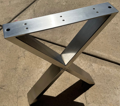 16" Modern Brushed Satin Table Legs  (Set of 2)