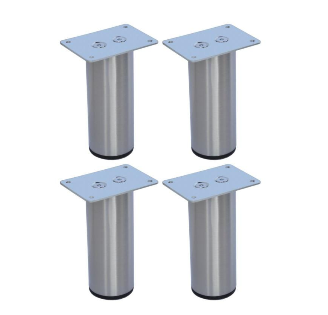 Metal Furniture Cylinder Legs 4" Round Brush Satin Nickel Sofa Cabinet Vanity DIY Feet