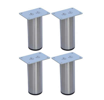 Metal Furniture Cylinder Legs 4" Round Brush Satin Nickel Sofa Cabinet Vanity DIY Feet
