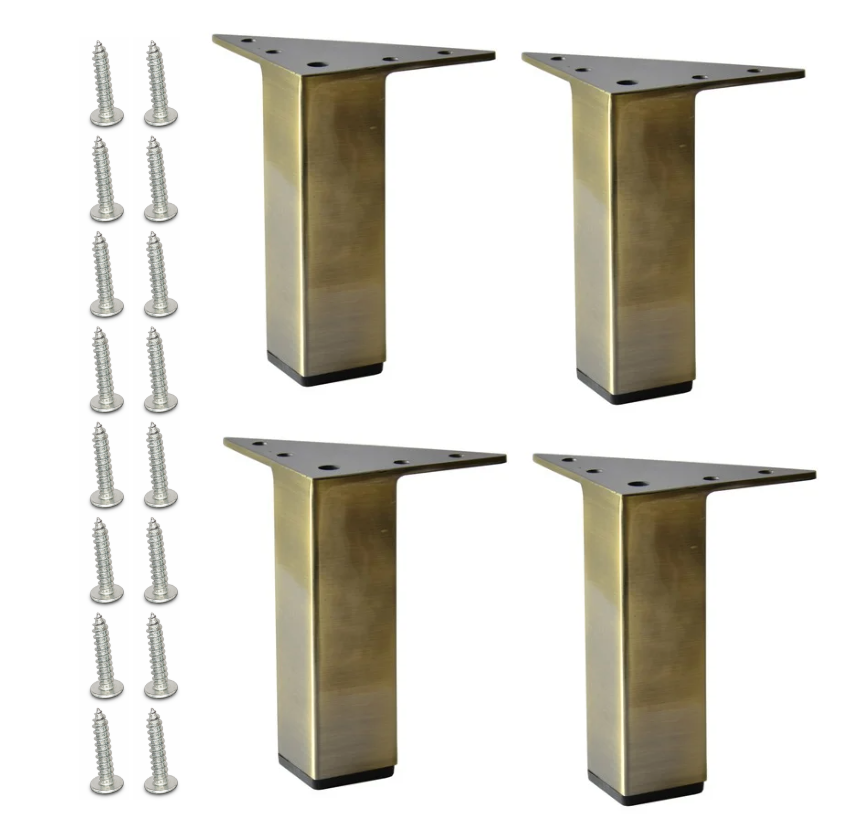 Square Metal Furniture Leg, Antique Brass Finish, 5 "H, 902-5nb