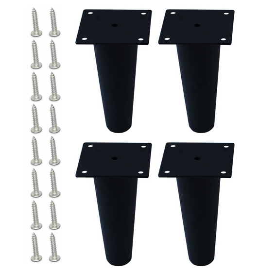 Black Tapered Metal Leg, 6-1/4"H, Heavy Duty 578-621FB