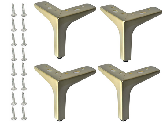 5" Brushed Gold/Brass Furniture Leg, Sofa Leg, Italian Style Square Metal Leg Foot 801-6bg