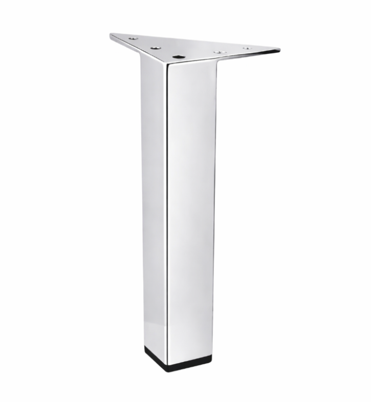 10" Chrome Square Metal Furniture Legs for Cabinet, Sofa, Couch and Vanity – Set of 4 Heavy Duty Modern Legs (Model 902-10)