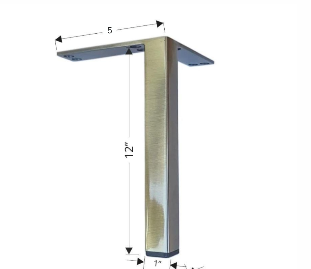 Antique Brass Square Metal Furniture Leg, 12″H, 801-12NB