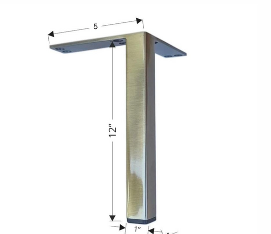 Antique Brass Square Metal Furniture Leg, 12″H, 801-12NB