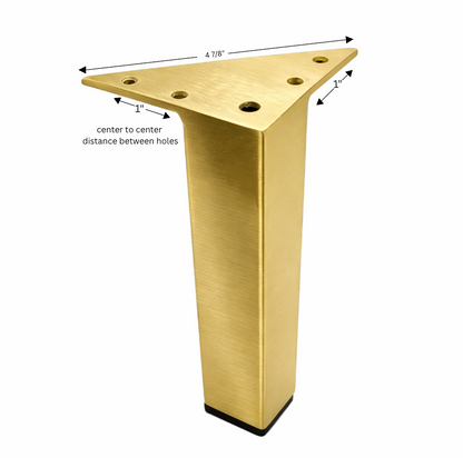 Metal Furniture Legs, Metal Foot, 7"H, Brushed Brass Finish Square Furniture leg 902-7bg