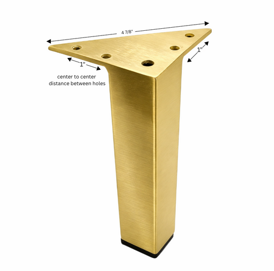 Metal Furniture Legs, Metal Foot, 7"H, Brushed Brass Finish Square Furniture leg 902-7bg