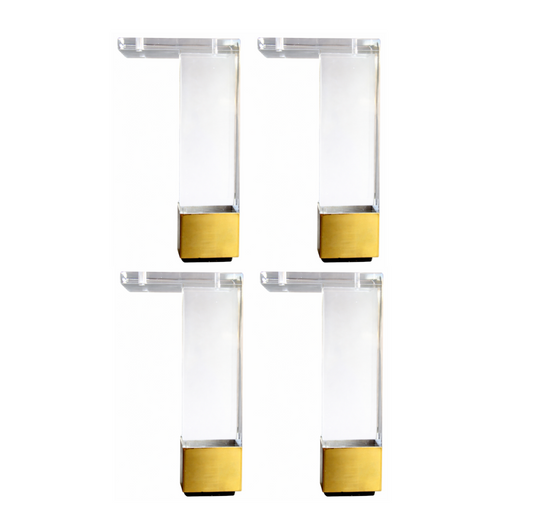 Acrylic Sofa Legs 7 Inch Straight Gold Cap