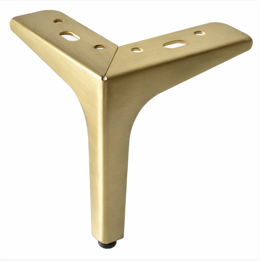 5" Brushed Gold/Brass Furniture Leg, Sofa Leg, Italian Style Square Metal Leg Foot