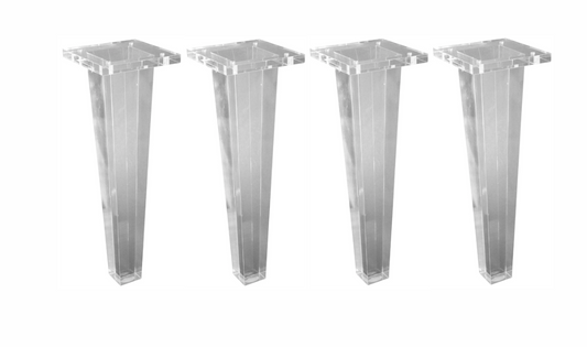 Acrylic Lucite Furniture Legs, Large 12" H Tapered Square Furniture Legs 4PC (1221a-12inch)
