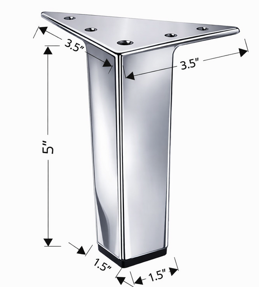 Square Metal Furniture leg, Chrome Finish, 5"H 902-5