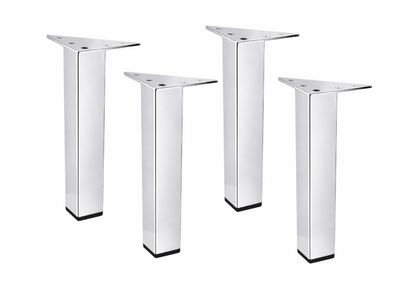 10" Chrome Square Metal Furniture Legs for Cabinet, Sofa, Couch and Vanity – Set of 4 Heavy Duty Modern Legs (Model 902-10)