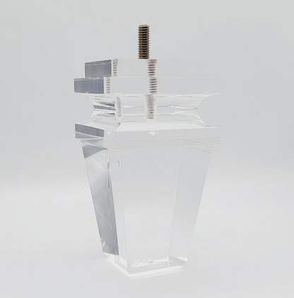 Acrylic Lucite Crystal Furniture Legs for Sofa, Cabinet, Vanity, ET Center, 5" Carved Pyramid, 4pc, Modern, Stylish & Unique 5026A