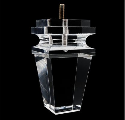 Acrylic Lucite Crystal Furniture Legs for Sofa, Cabinet, Vanity, ET Center, 5" Carved Pyramid, 4pc, Modern, Stylish & Unique 5026A