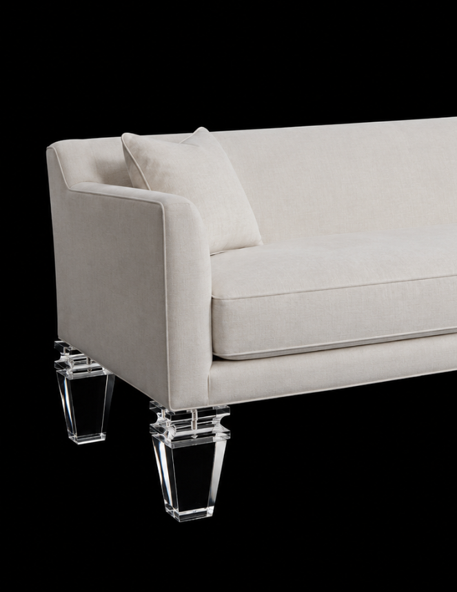 Acrylic Lucite Crystal Furniture Legs for Sofa, Cabinet, Vanity, ET Center, 5" Carved Pyramid, 4pc, Modern, Stylish & Unique 5026A