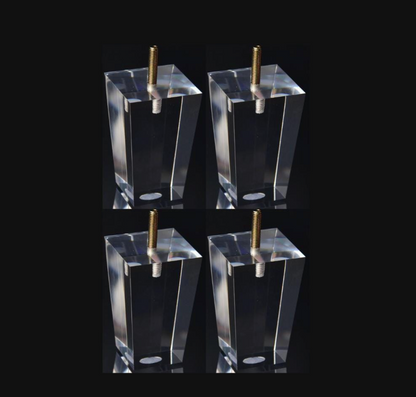 Acrylic Lucite Pyramid Furniture Legs for Sofa, Cabinet, Vanity, ET Center, 5" 4pc, 5032A