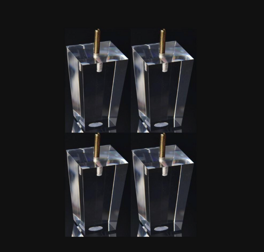 Acrylic Lucite Pyramid Furniture Legs for Sofa, Cabinet, Vanity, ET Center, 5" 4pc, 5032A