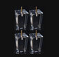 Acrylic Lucite Pyramid Furniture Legs for Sofa, Cabinet, Vanity, ET Center, 5" 4pc, 5032A