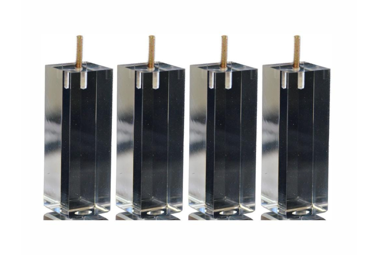 Acrylic Lucite Straight Furniture Legs for Sofa, Cabinet, Vanity, ET Center, 6"H, 902-6A
