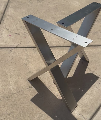 16" Modern Brushed Satin Table Legs  (Set of 2)
